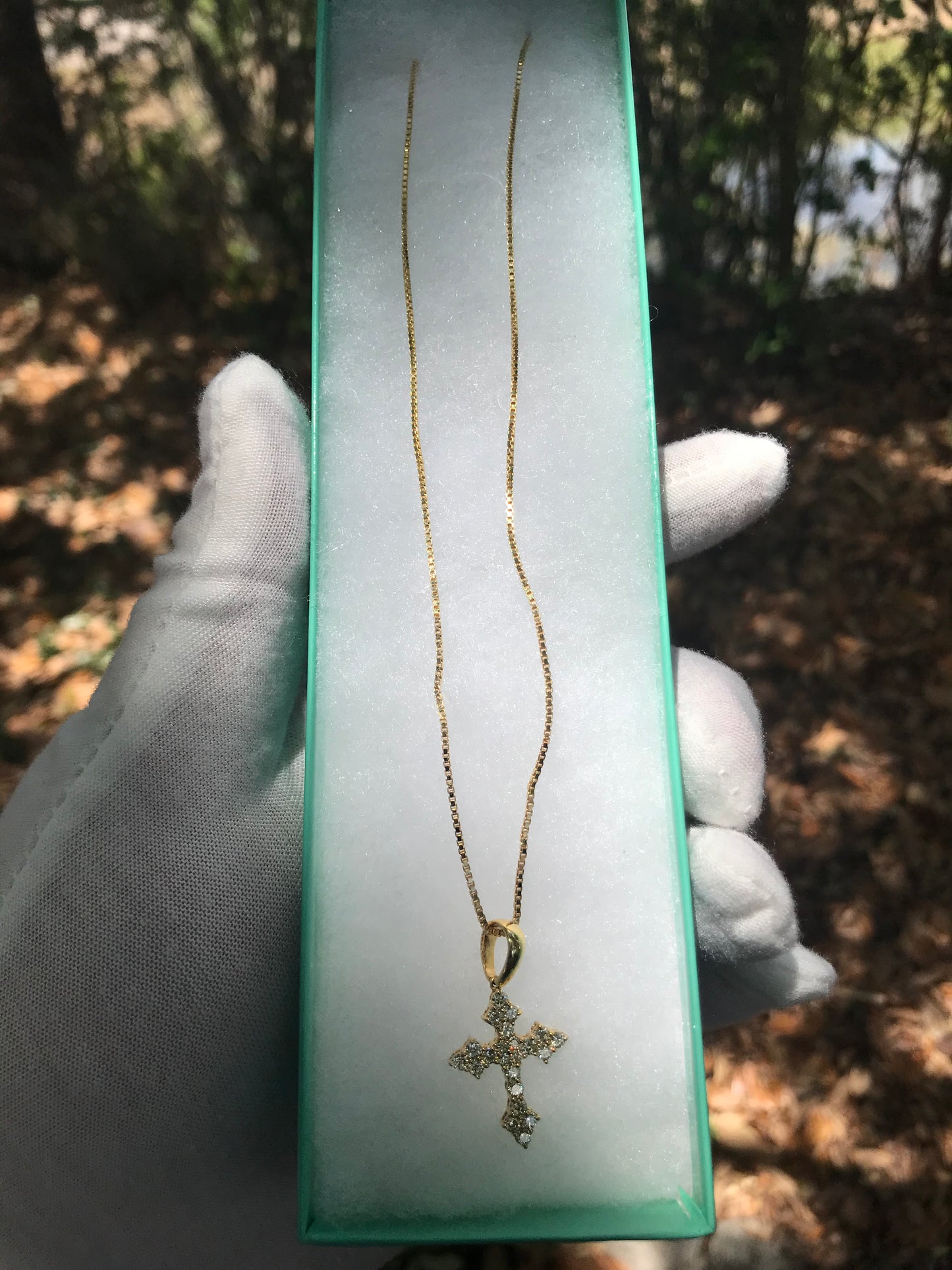 Diamond Cross Pendant w / gold chain