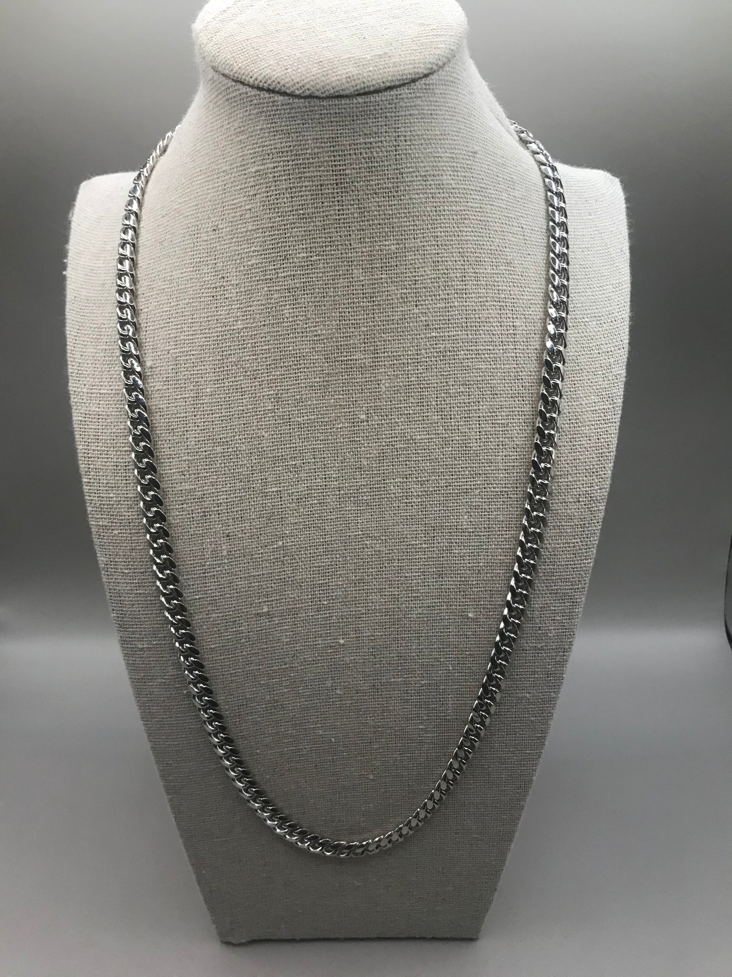 24” Silver Chain Rhodium Plated Cuban Links